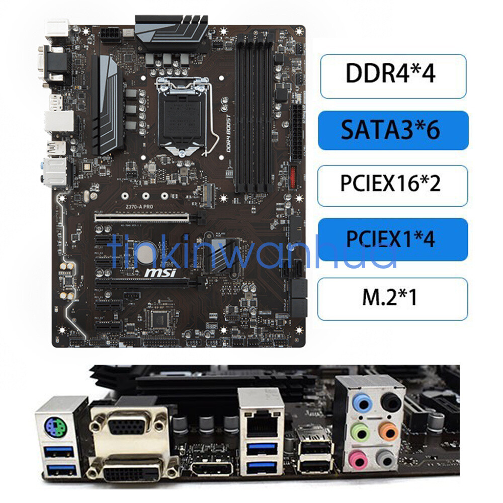 For MSI Z370-A PRO LGA1151 DDR4 VGA+DVI+DP 1×M.2 6*SATA3