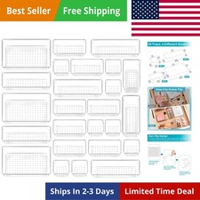 25 PCS Clear Plastic Drawer Organizers Set, 4-Size Versatile Bathroom and Van...