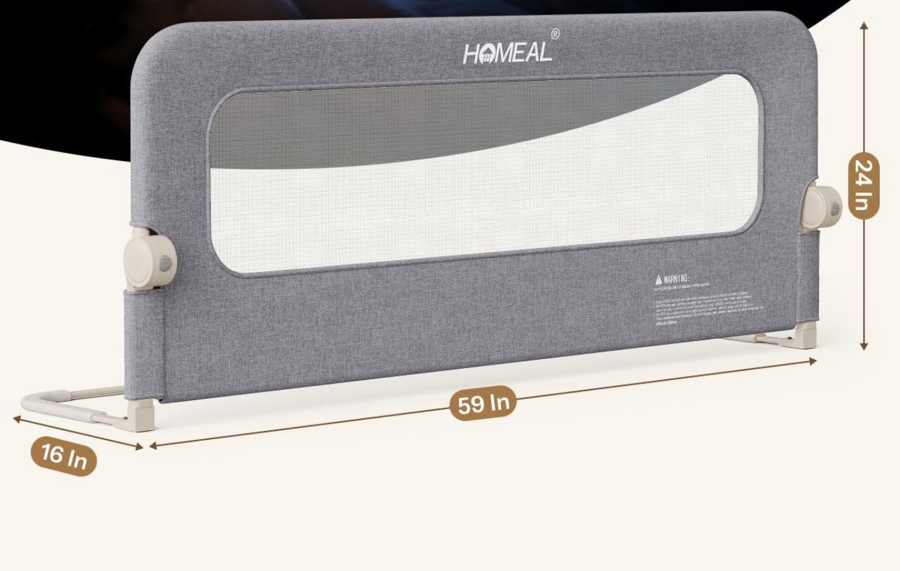 HOMEAL Bed Rail for Toddlers - 59"x24" Extra Long Foldable Toddler Bed Rails