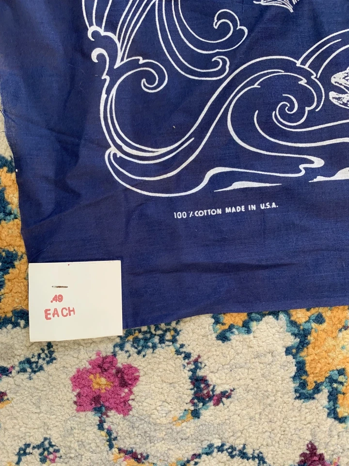 Orvis "Trout Fishing" Bandana 21" x 21" NWT Blue Made In USA 100% Cotton NWT - Image 3 of 4