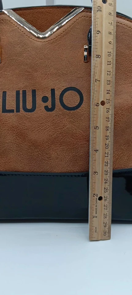 Bolso de hombro Liu Jo para mujer de gamuza y cuero Patton marrón y negro grande Foto 4 de 4