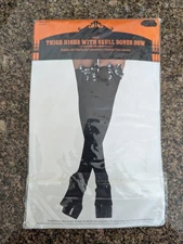 NEW Halloween Adult Thigh Highs with Skull Bones Bow, One Size,  Accessories