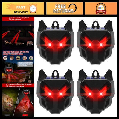 Solar Predator Eyes Animal Repellent - Red LED Deterrent for Deer, Coyote, Fox &