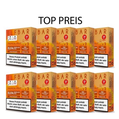 10er Pack E-Liquidpod ELFBAR Elfa Tropical Fruit 20 mg 2 Pods