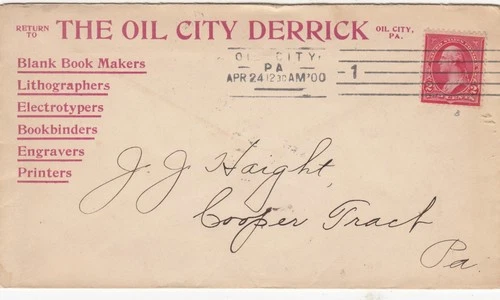 US COVER  THE OIL CITY DERRICK OIL CITY PA PRINTERS-BOOK BINDERS EXC.