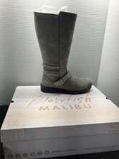 Blowfish Malibu Boots Girls Size 2 Grey Knee High Revel-KI Side Zip BF-10166KI