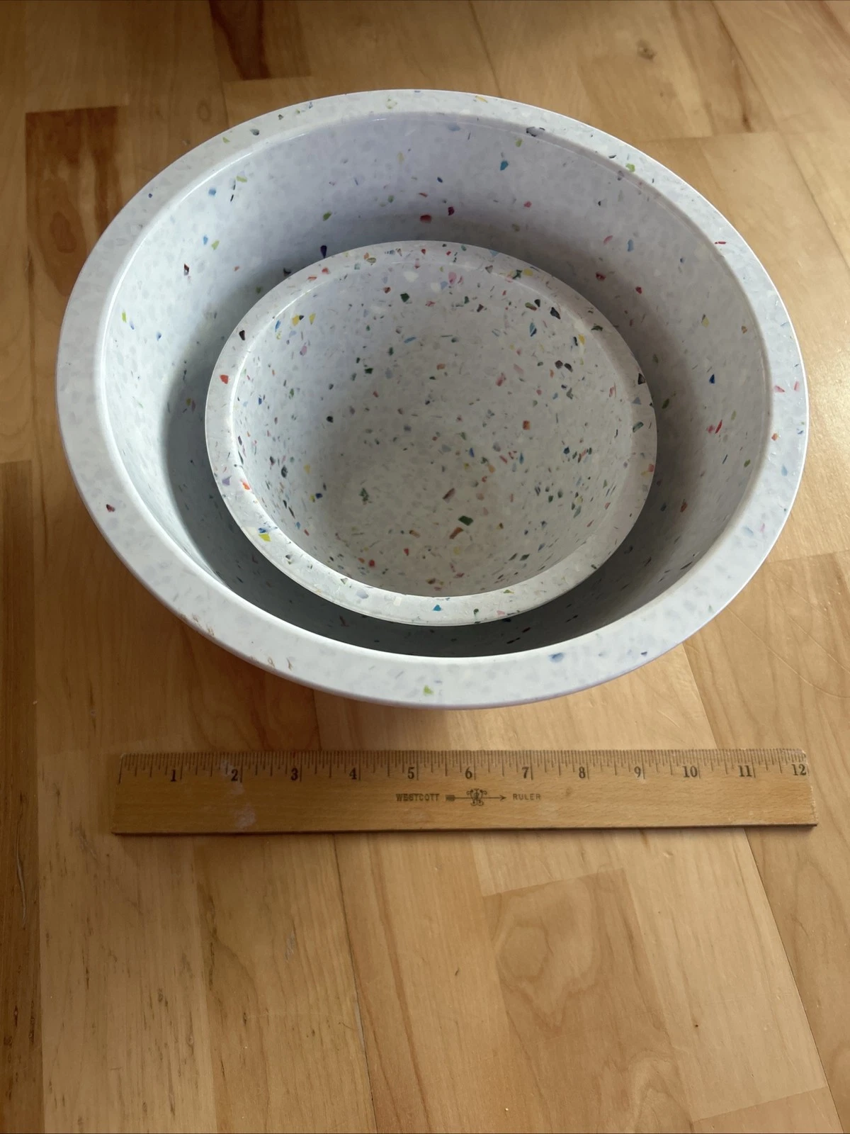 2 Zak! Designs Confetti Nesting Serving Bowls Bowl White Color Durable Melamine