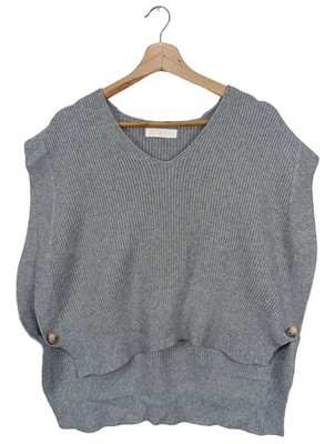 V MILANO Feinstrickpullunder Damen Pullunder Gr. DE 40 hellgrau Casual-Look