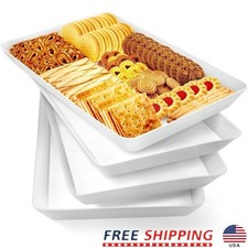 Durable Plastic Serving Trays Set of 4 Stackable Party Organizing Guide New