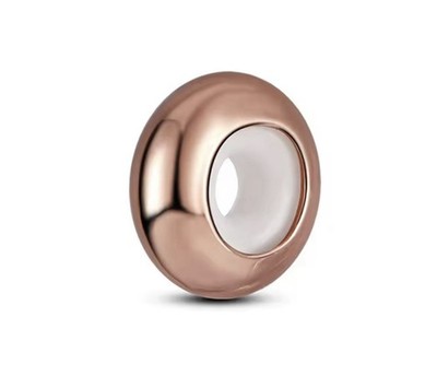Runde Charm Perle Mit Silikon, Rosegold, S925 Für Universelles Armband
