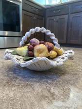Vintage  Ceramic Fruit Bowl Basket Centerpiece