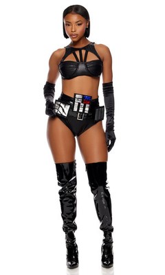 Sexy Forplay 5pc  Darqueside Black Faux Leather Star Wars Darth Vader Costume 