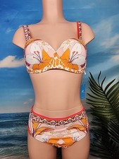 Nwt Cupshe Womens bikini set Size Large White Ora Ge Pink Purple Floral Padded