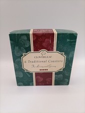 Cloverleaf Set of 6 Traditional Cork Base Coasters Fleur De Lis Boxed Vintage