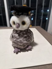 TY Beanie Baby Smart 2001 Gray Graduation Owl W/ Tag Plush Doll Tag