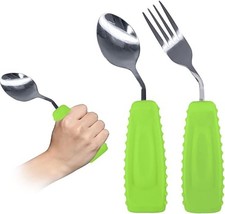 Adaptive Utensils,Weighted Angled Silverware,Parkinsons Aids,Curved Non-Slip ...