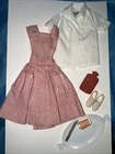 Vtg 1964 Barbie Pinafore Candy Striper Volunteer Outfit #889 & Accessories