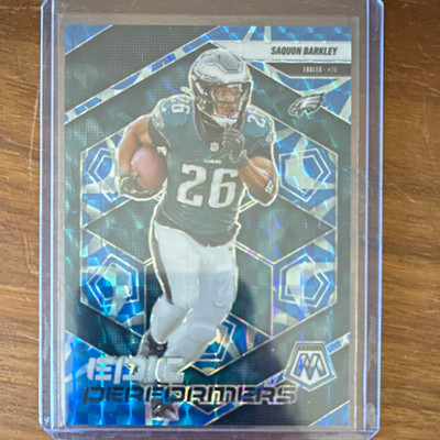 Panini 2025 Mosaic Saquon Barkley #2 Epic Performers Reactive Blue Prizm /99