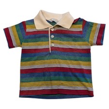 70s/ 80s Youth Multi Colored Striped Polo Shirt