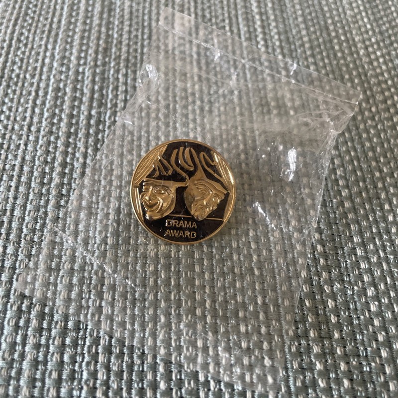 THESPIAN Drama Arts PIN w/Two Masks- Gold-toned-For Letterman-type Jacket/Patch