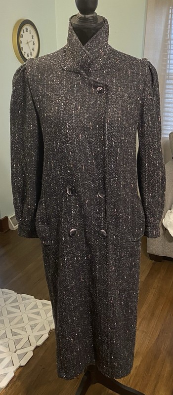 Vintage NYG New York Girl Wool Blend Double Breasted Long Coat Size 6 Black