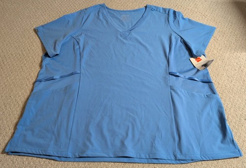 Hanes Womens XXX Large Blue Polyester Blend V-Neck Scrub Top 24 - Afbeelding 1 van 5