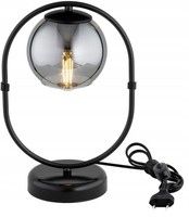 Tischlampe Rauchglas Schwarz Wohnzimmer E27 H:35 Cm Modern Tischleuchte BüRo