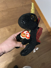 NEW CUTE TY BEANIE BOO GRINDAL THE BLACK DRAGON WITH FREE SHIPPING