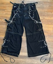 Vintage Tripp NYC Pants Shorts Bondage Skate Sz L Rare Skulls Black  Neon Green