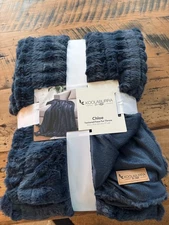 KOOLABURRA BY UGG Chloe Blue  50" x 70" TEXTURED FAUX FUR THROW NEW