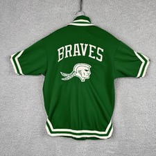 Vintage 50s 60s Bowling Shirt Stitched Snap Braves Green Men s Size Large Rare