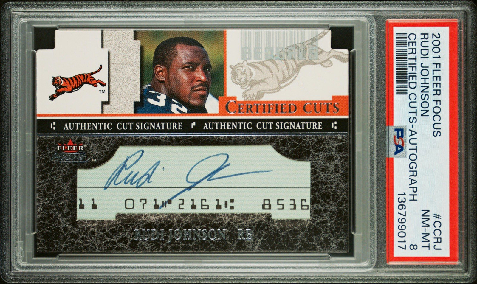 Rudi Johnson Fleer Focus Certified Cuts Autograph #CCRJ Autograph Certified Cut