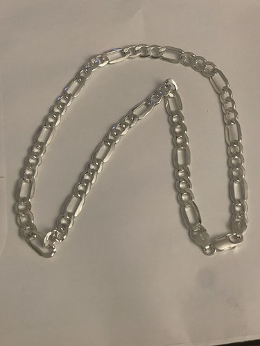 Collier Chaîne En Argent Massif 925 Maille Art Nouveau Avec Décoration Anneaux - Occasion
