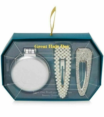 TwelveNYC Great Hair Day Travel Brush & Two Hair Clips Gift Set (3 items)