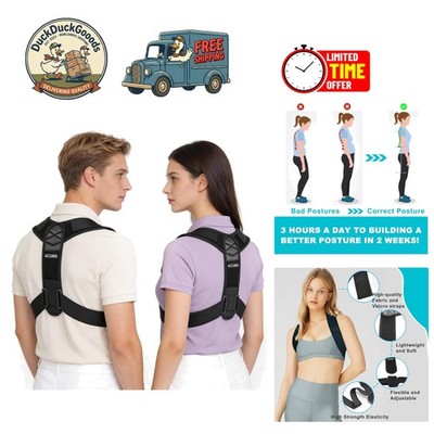 Posture Corrector with Adjustable Straps - Breathable Back Support for Adults
