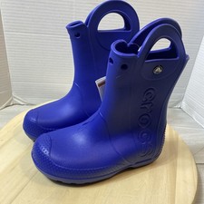 Crocs dark navy pull on calf height rain boots SIZE J 2 New
