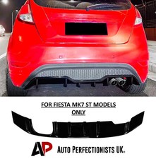 For Ford Fiesta ST MK7 Gloss Black Rear Diffuser Valance Bumper Body Kit 2012-17