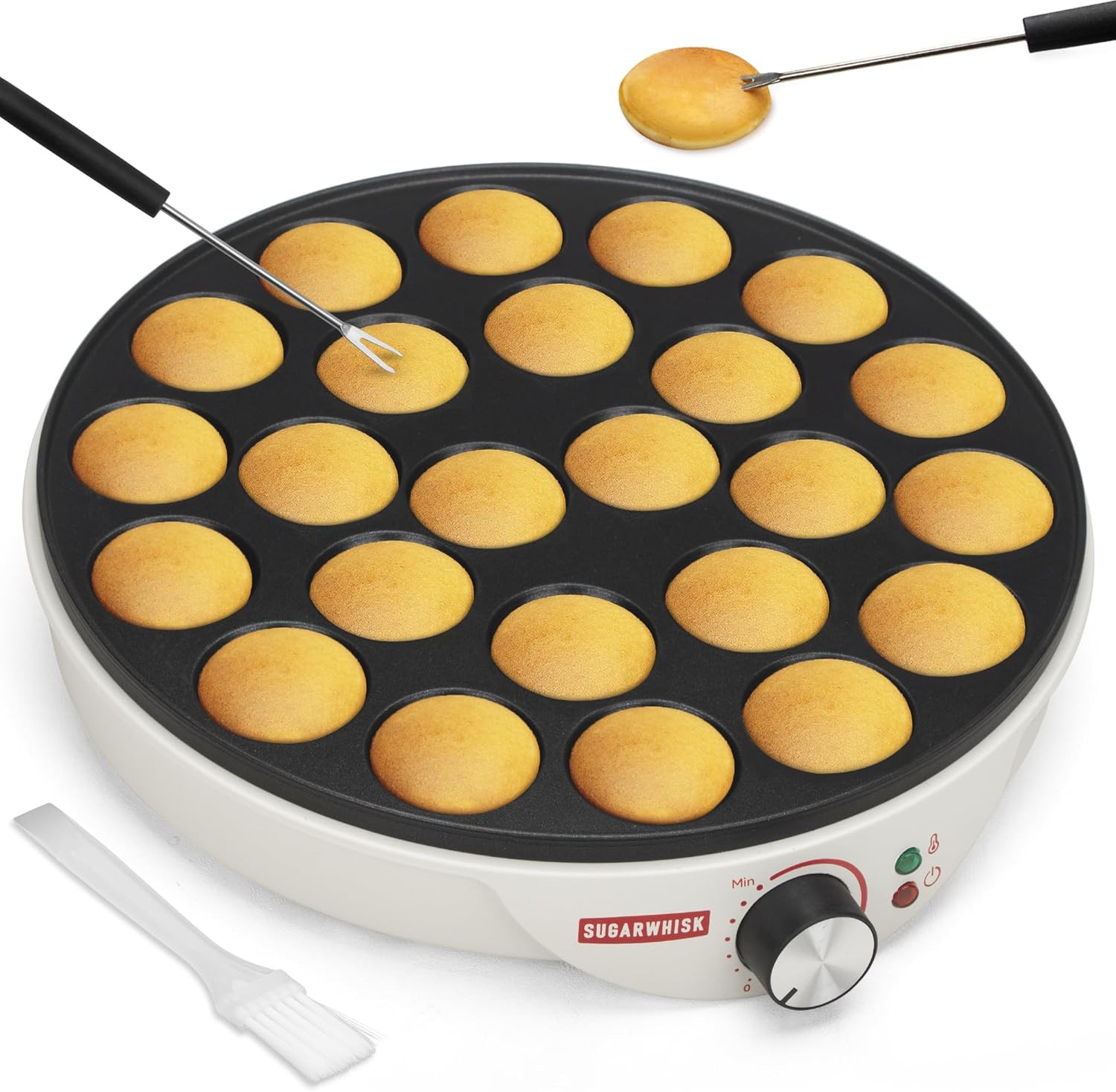 Macchina per Mini-Pancake 24 Alveoli, Piastra Elettrica per Aebleskiver E Poffer