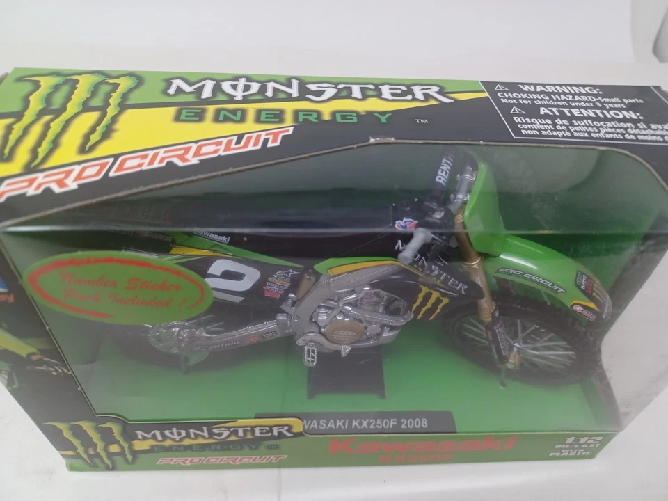 New Ray Monster energy Kawasaki KX 250F 2008 1:12 Diecast  - Image 3 of 4