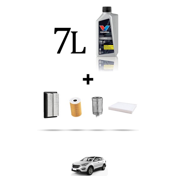 Hoffcar Wartungsset 4 Filter Und 7L ÖL FüR Hyundai Santa Fe Iii 2.0 Crdi 110KW-image