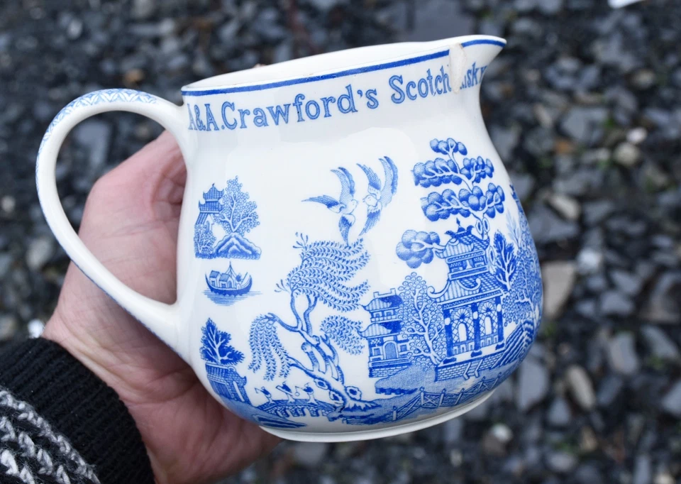 Vintage Crawford Willow China Scotch Whisky Advertising Pub Jug Bar Pitcher - Image 2 of 4