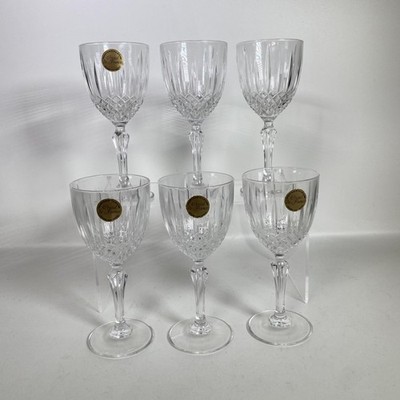 Cristal de France Klar Bleikristall Weingläser Set 6 Diamantkelche