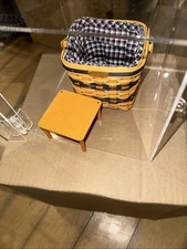 JW Longaberger Miniature 1999 Two Pie Basket In Latched Display Case Acrylic