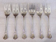 6 Weidlich ANCESTRY Sterling Silver Pierced Tine Salad/Fish Forks 6-1/4"