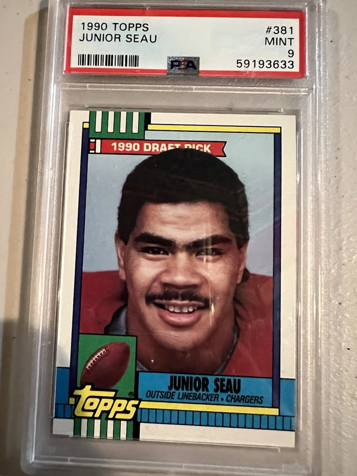 1990 Topps - Junior Seau #381 (RC) PSA 9