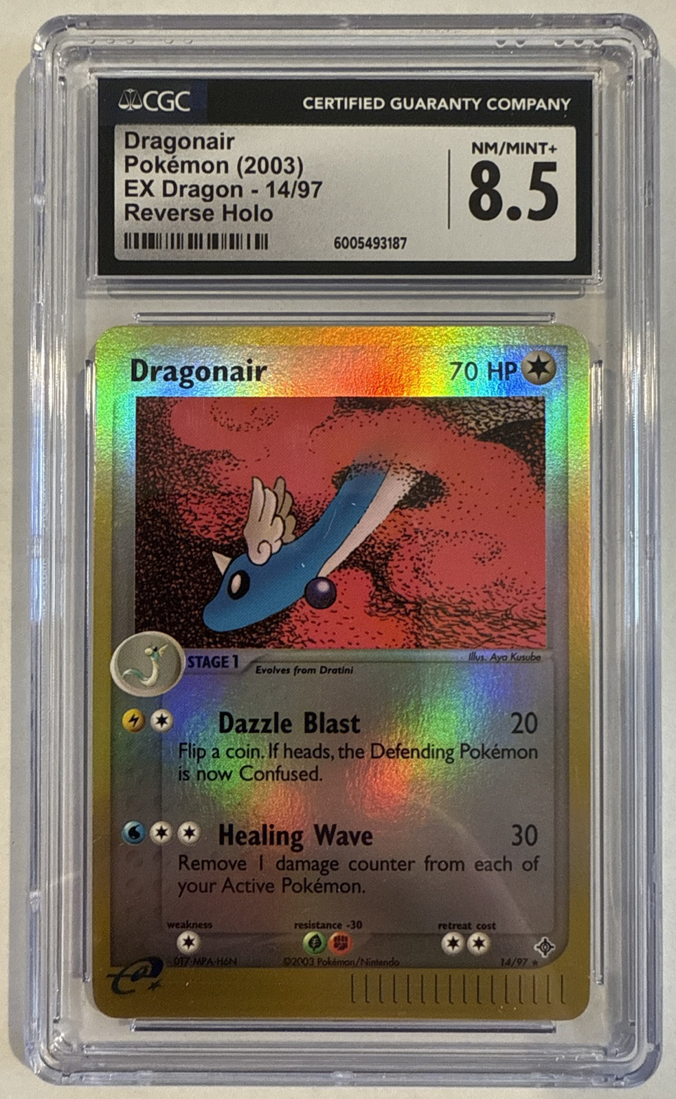 NM/Mint+ 2003 Pokemon EX Dragon Dragonair Reverse Holo CGC 8.5 14/97