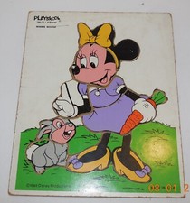 Vintage Playskool Disney Minnie Mouse Frame Tray wooden Board Puzzle RARE 190-16
