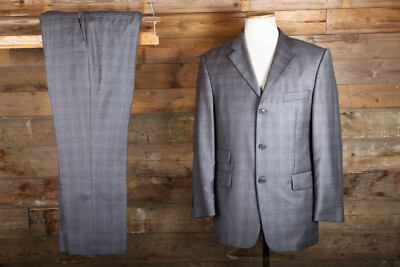 Taylor Wright suit 38R or tailored fit 40R 34W 29L grey glen plaid check  wool UK