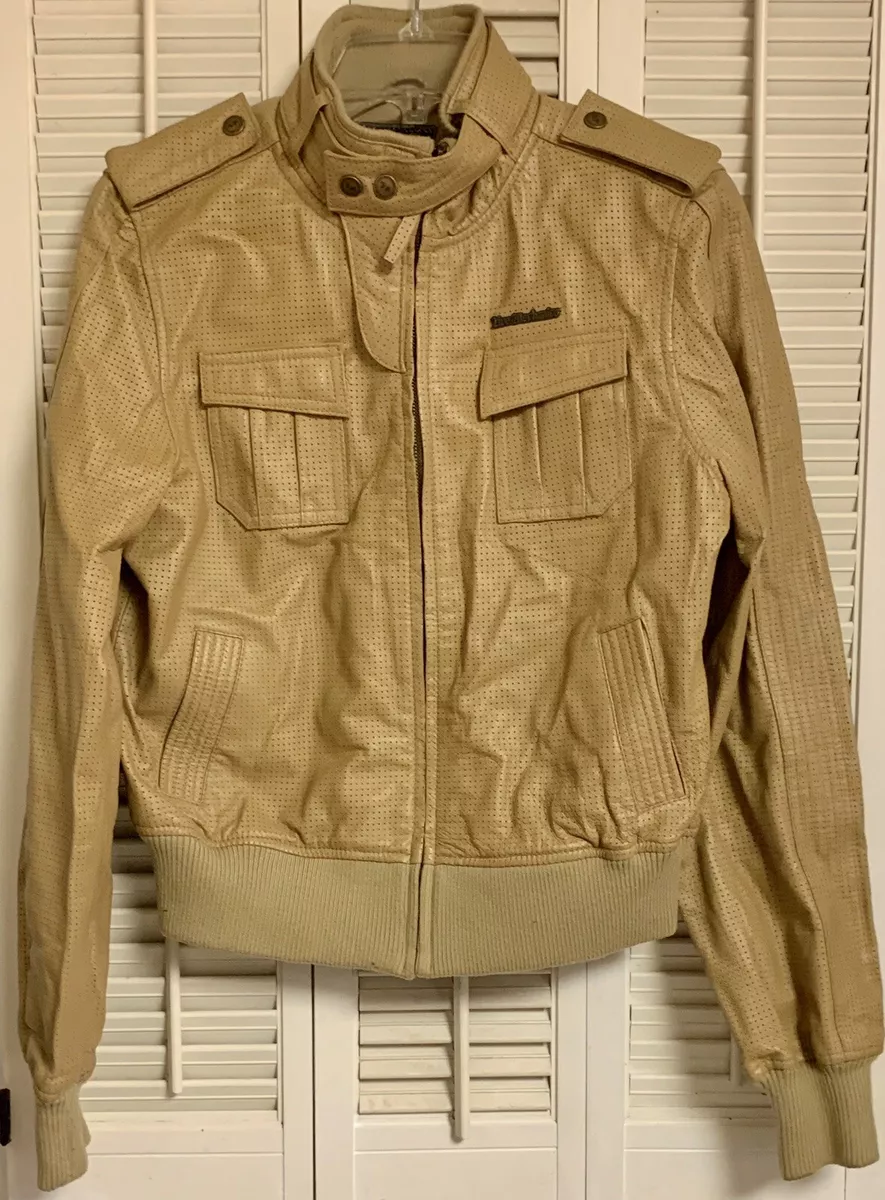 LIVE MECHANICS WELL ESTABLISHED Tan Leather Jacket Size XL