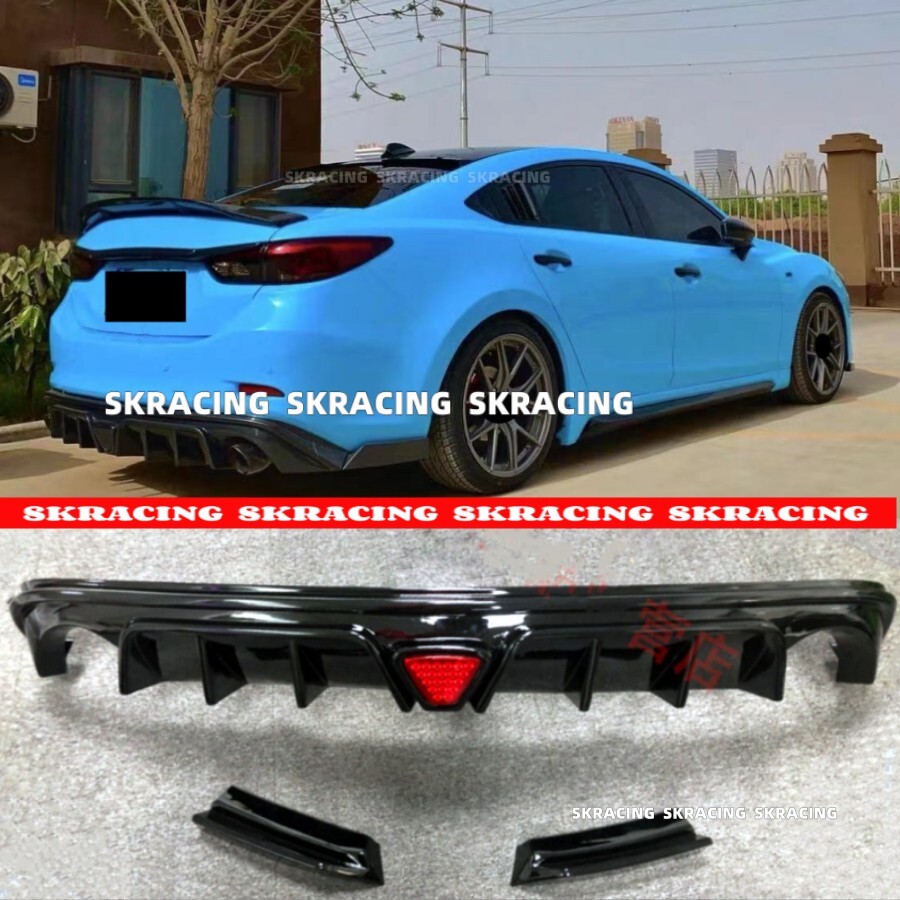 For 2014-2019 Mazda 6 Atenza Sedan Gloss Black Rear Bumper Lip